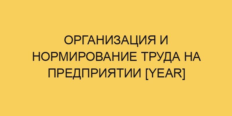 organizaciya i normirovanie truda na predpriyatii year 1591