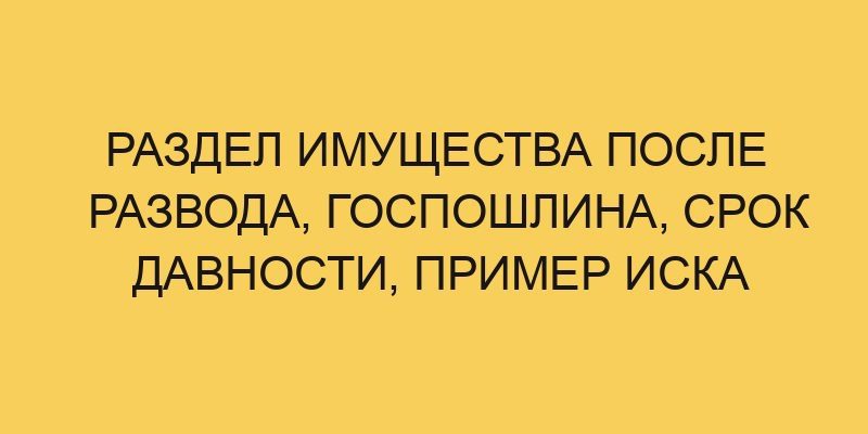 Раздел имущества после развода, госпошлина, срок давности, пример иска 1 razdel imushhestva posle razvoda gosposhlina srok davnosti primer iska 2866